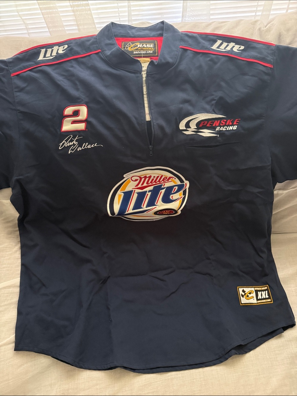 Chase Authentics Navy Blue Miller Lite half zip shirt. Size XXL